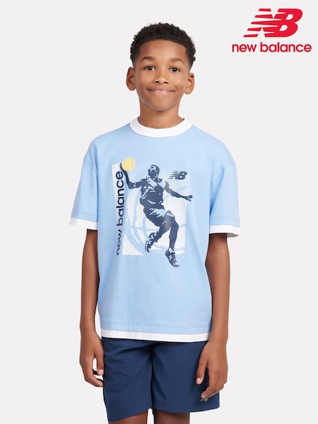 New Balance Blue Kids Hoops Layup Graphic T-Shirt (F84234) | R$ 225 - R$ 275
