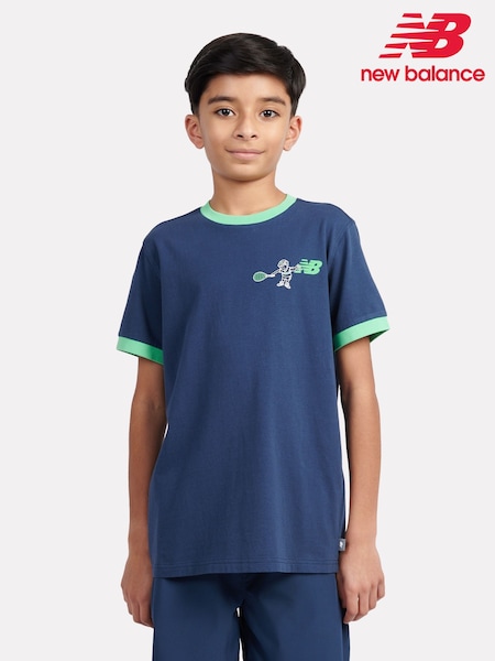 New Balance Blue Kids Tennis Cartoon Back Graphic T-Shirt (F84235) | €33 - €40