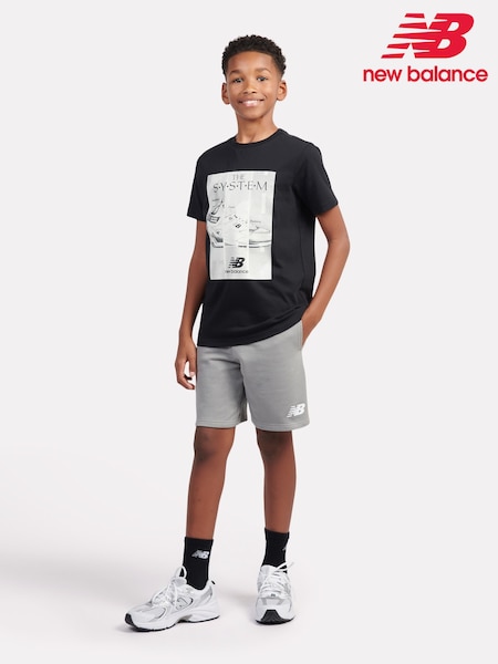 New Balance Black Kids The System Graphic 100% Cotton T-Shirt And Shorts Set (F84262) | 2,704 UAH - 3,244 UAH
