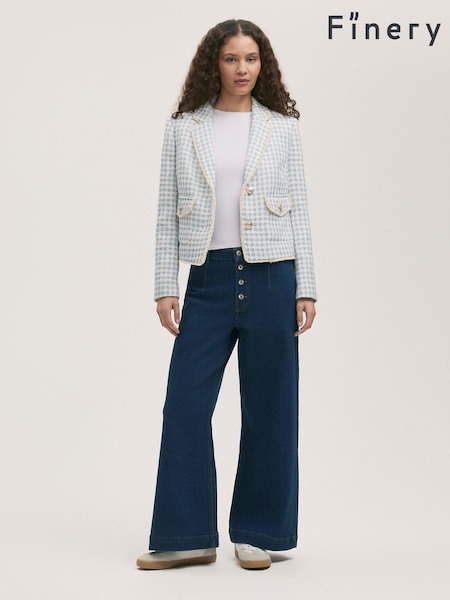 Finery Blue Rochelle Button Through Tweed Blazer (F84283) | €105