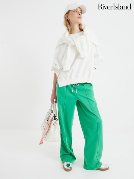 River Island Green Side Stripe Wide Leg Joggers (F84300) | R$ 375