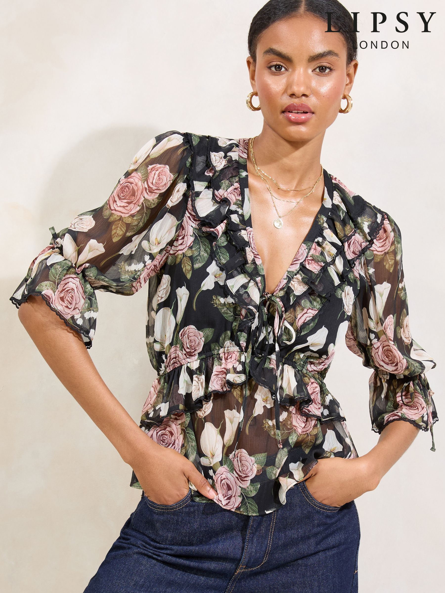 トップス deres half sleeve blouse chocolate Ariella Blouse (Chocolate) – Holland Cooper US