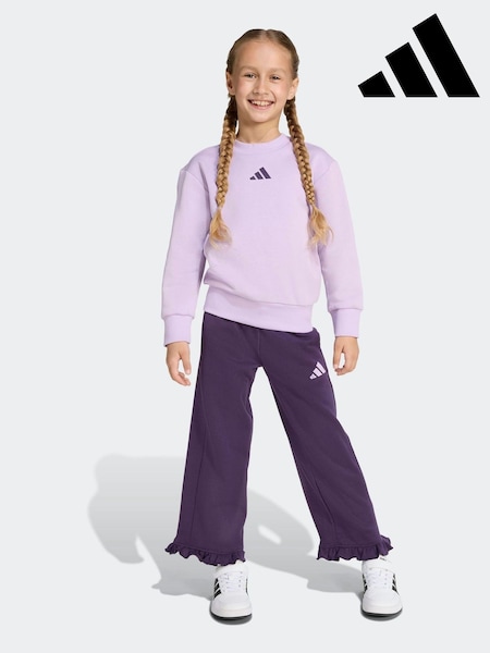 adidas Purple Little Kids Sweatshirt and Frill Joggers Set (F84638) | R$ 375