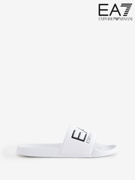 Ea7 Emporio Armani Logo White Sliders (F84714) | ‏186‏₪