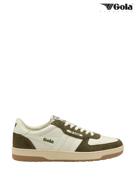 Gola White Mens Hawk 89 Leather Lace-Up Trainers (F84732) | ₪427