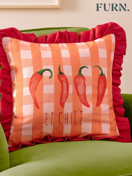 Furn Red Gingham Chilli Fibre Filled Cushion (F84759) | €26