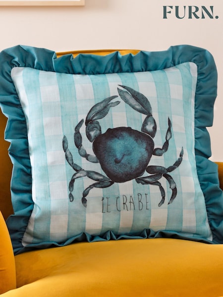 Furn Blue Gingham Crab Fibre Filled Cushion (F84767) | €25