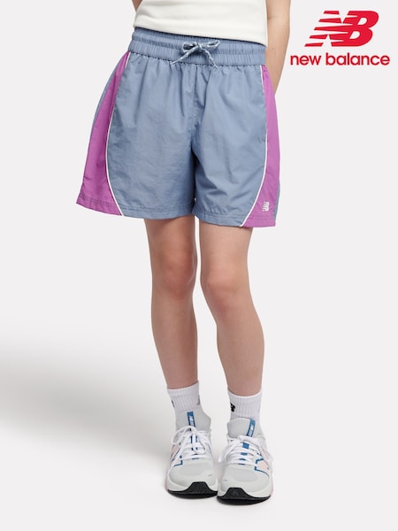 New Balance Blue Kids Panelled Woven Track Shorts (F84774) | AED291 - AED349