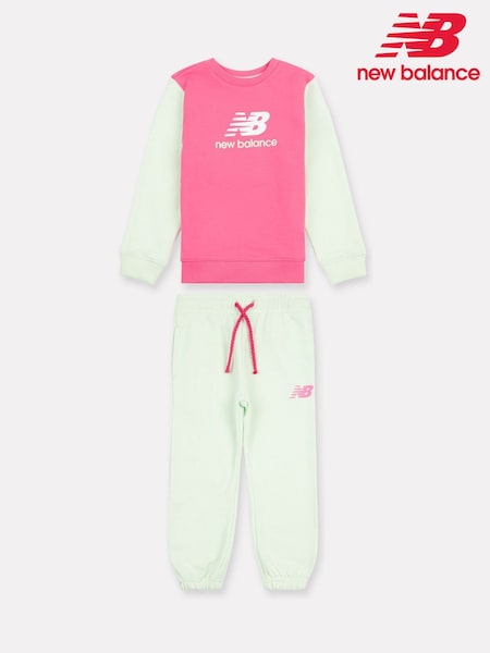 New Balance Green Kids Colourblock Crew & Joggers Set (F84775) | €72