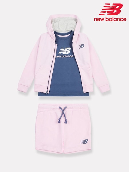 New Balance Kids Zip Hoodie 100% Cotton Shorts & T-shirt Set (F84776) | €95