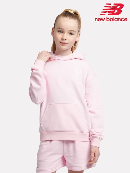 New Balance Pink Kids Peace Back Graphic FT Hoodie (F84780) | 247 QAR - 297 QAR