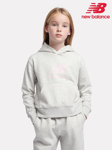 Gri - Hanorac New Balance Kids din Material plușat franțuzesc cu logo suprapus (F84784) | 335 LEI - 402 LEI