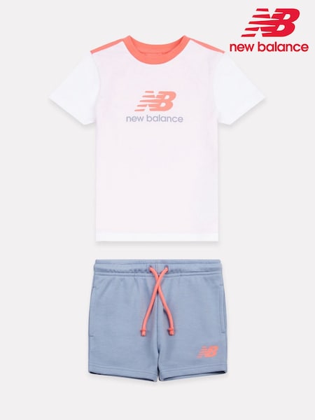 Blanco/azul - New Balance Kids Jersey Ringer T-Shirt & Shorts Set (F84801) | 50 €