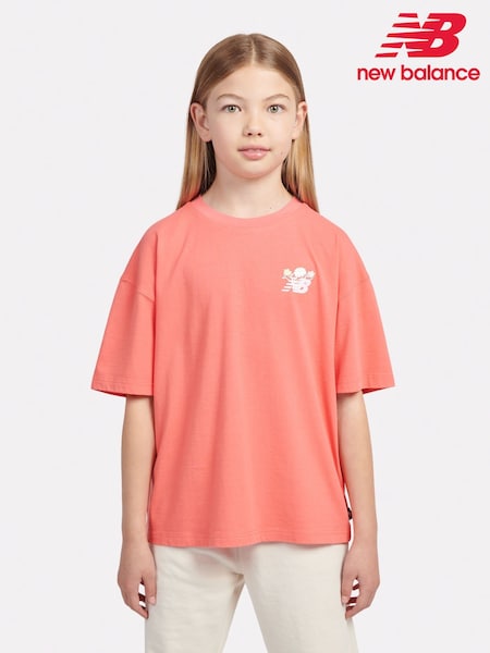 New Balance Red Kids Floral Vines Back Graphic 100% Cotton T-Shirt (F84802) | R$ 245 - R$ 295