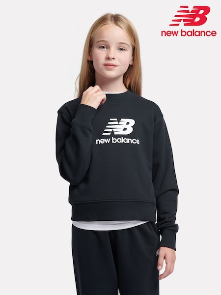 أسود - New Balance Kids French Terry Stacked Logo Crew Sweatshirt (F84810) | ‏233 د.إ.‏ - ‏ 280‏ د.إ.