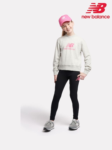 Tummanharmaa - New Balance Kids Stacked Logo 100% Cotton T-shirt & Cycle Shorts Set (F84815) | €87 - €104