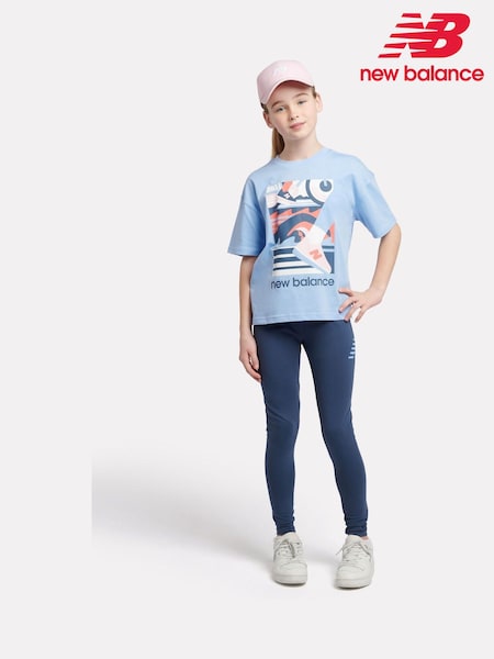 New Balance Blue Kids Greatest Hits Graphic T-Shirt and Leggings Set (F84816) | €64 - €76