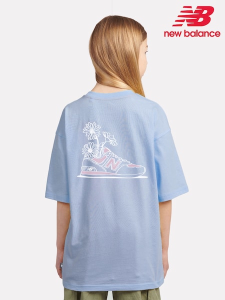 New Balance Blue Kids Floral Sneaker Back Graphics 100% Cotton T-Shirt (F84821) | AED146 - AED175