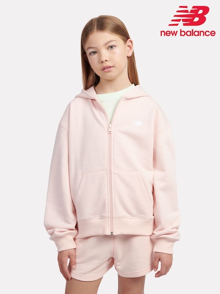 New Balance Pink/white Kids French Terry Small Logo Hoodie (F84831) | ₪251 - ₪302