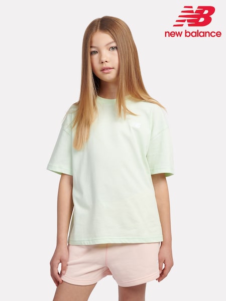 verde claro - New Balance Small Girls Logo 100% Cotton T-Shirt (F84835) | 28 € - 34 €