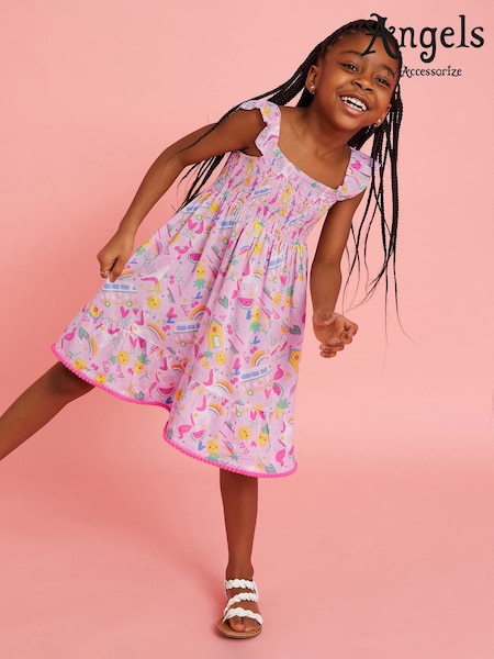 Angels By Accessorize Girls Sunbeam Print Shirred Dress (F84842) | 142 LEI - 149 LEI