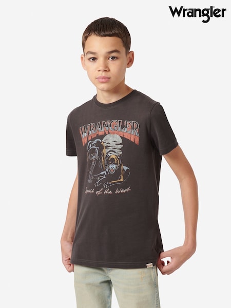 Wrangler Black Boys Jaguar 100% Cotton T-Shirt (F84859) | ₪101 - ₪121