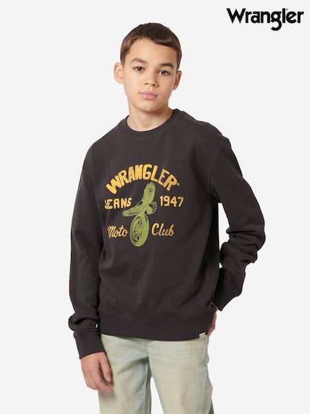 Wrangler Black Boys Moto Club Crew Sweatshirt (F84864) | €53 - €64