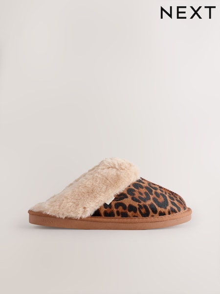 Animal - Faux Fur Leopard Mule Slippers (F85145) | € 26