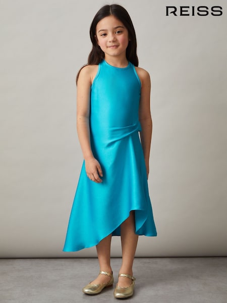 Albastru - Rochie midi Reiss Micah Satin cu fustă tuck (F85180) | 454 LEI