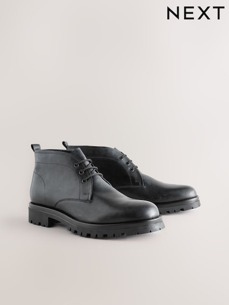 Black Chunky Leather Chukka Boots (F85250) | €78