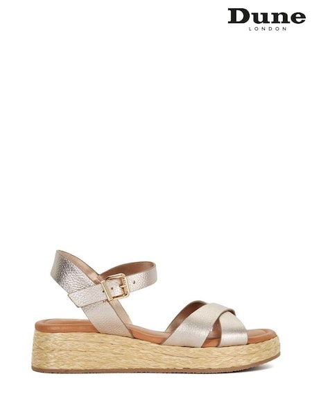 Dune London Gold Standard Fit Littleton Cross Strap Rope Flatform Sandals (F85266) | €101