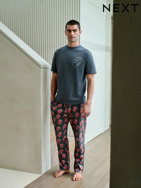 Grey/Red The Rolling Stones Short Sleeve Pyjamas Set (F85402) | 178 QAR