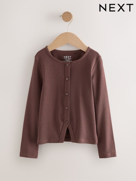 Chocolate Brown Long Sleeve Ribbed Cardigan (3-16yrs) (F85487) | €12 - €17