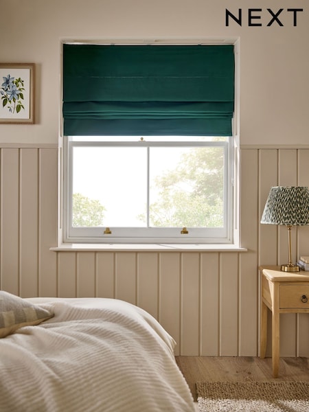 Green Dark Ready Made Blackout/Thermal Cotton Roman Blind (F85490) | €53 - €126