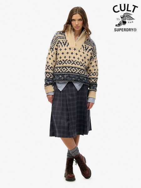 Superdry Check Pleated Midi Skirt (F85607) | ‏277‏₪