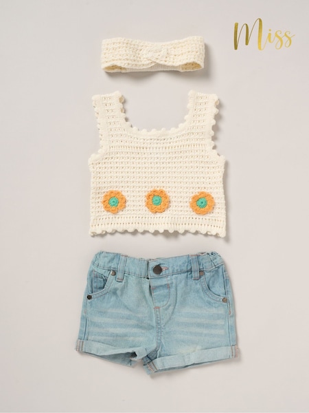 Miss Pink True 100% Cotton Knit Top Shorts and Headband Outfit Set (F85612) | 1,442 UAH - 1,562 UAH