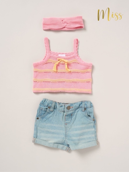 Miss Pink True 100% Cotton Knit Top Shorts and Headband Outfit Set (F85623) | 1,442 UAH - 1,562 UAH