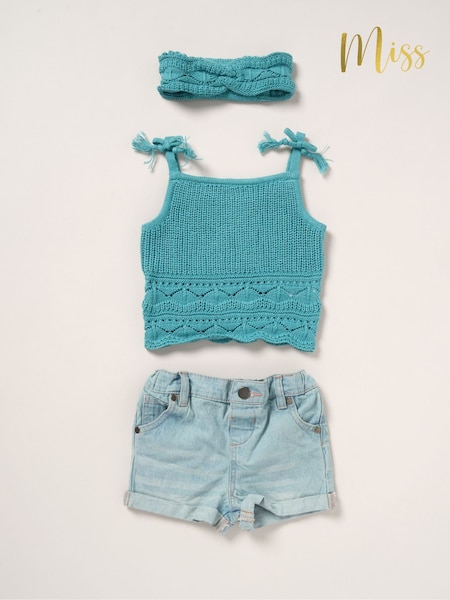 Miss Pink True 100% Cotton Knit Top Shorts and Headband Outfit Set (F85636) | 1,562 UAH