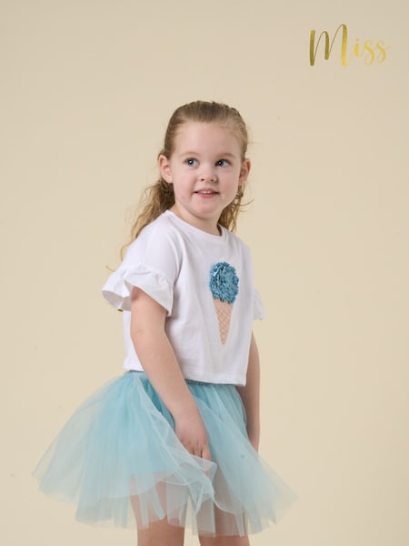 Miss Cropped Printed Brown T-Shirt and Skirt Outfit Set (F85637) | 1,802 UAH