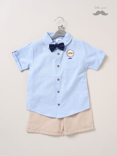 Little Gent 100% Cotton Brown Shirt Shorts and Braces Outfit Set (F85725) | ₪151 - ₪161