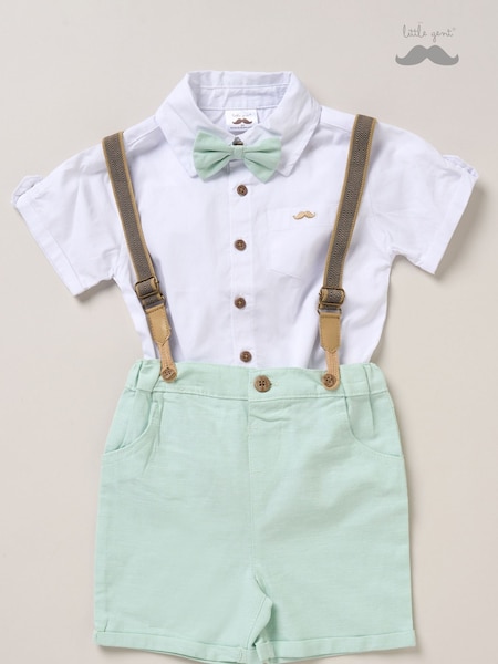 Little Gent Green Shirt Shorts and Braces Outfit Set (F85727) | R$ 295 - R$ 315