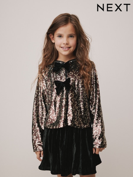 Animal Sequin Bow Long Sleeve Top (3-16yrs) (F85742) | AED112 - AED137