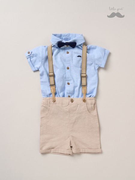 Little Gent Bodysuit Shirt Shorts and Braces Outfit Set (F85744) | R$ 275