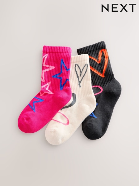 Pink Oatmeal and Charcoal Grey Cotton Rich Cushioned Sole  Ankle Socks 3 Pack (F85750) | €9 - €11