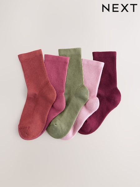Multi Cotton Rich Ribbed Ankle Socks 5 Pack (F85752) | AED38 - AED48
