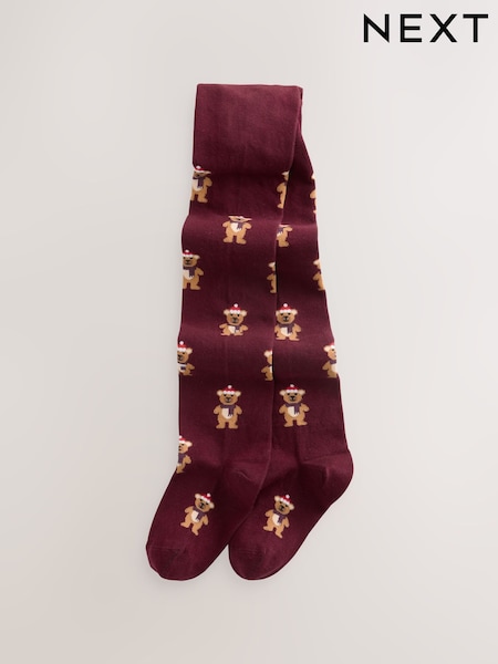 Burgundy Red Cotton Rich Christmas Tights (F85762) | 27 QAR - 32 QAR