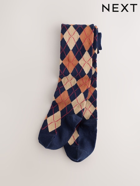 Navy Blue Cotton Rich Argyle Tights (F85773) | 25 QAR - 30 QAR