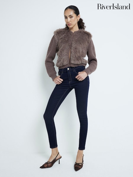 River Island Blue Indigo Mid Rise Skinny Jeans (F85793) | €67