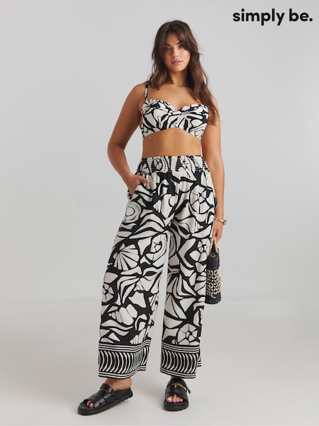Simply Be Beach To Beach Shell Print Wide Trousers (F85823) | €47