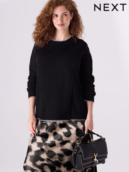 Black Maternity Knitted Nursing Jumper (F85846) | $77